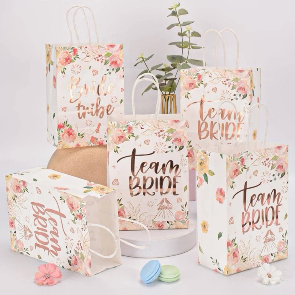 5pcs Floral & Slogan Graphic Gift Bag